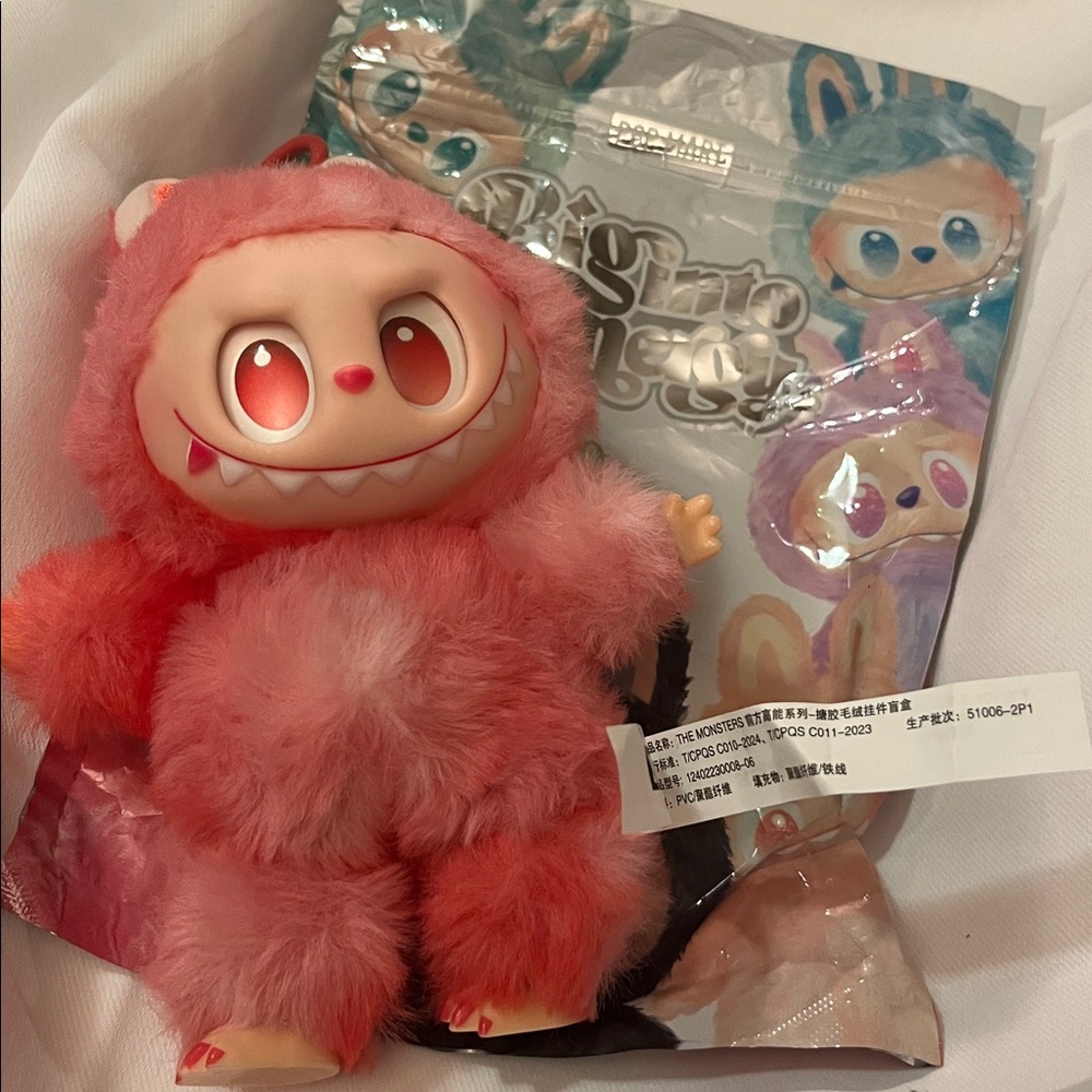 Fuzzy Pink Monster Doll labubu